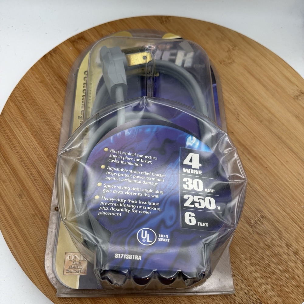 Dryer Power Cord Whirlpool 4 Wire 30 Amp 250v‎ 6' NIB Hi Performance Space Saver